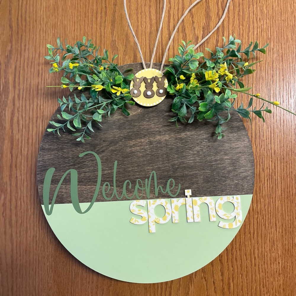 Handmade Handpainted Wood Welcome Spring Sign